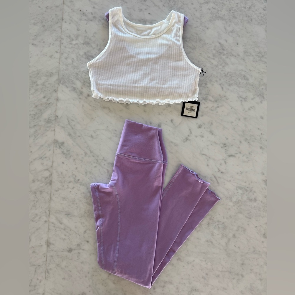 set active form cloud leggings & double layered top in petunia